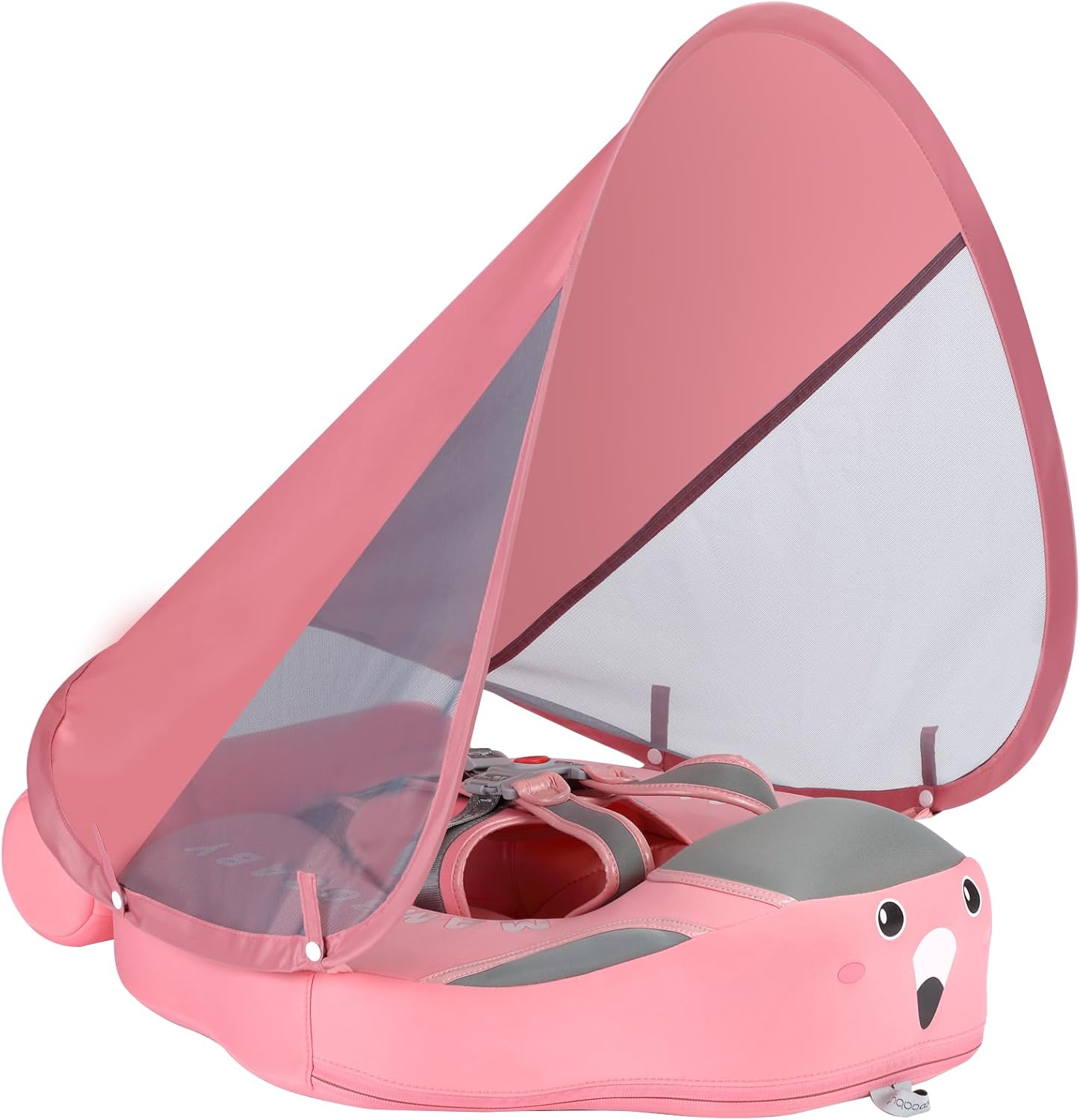 Mambobaby Float Add Tail No Flip Over Non-Inflatable Baby Swim Float Pearl Foam Solid Water Floats Smart Swim Trainer Infant Pool Float Swim Ring with Sun Canopy Classical Pink