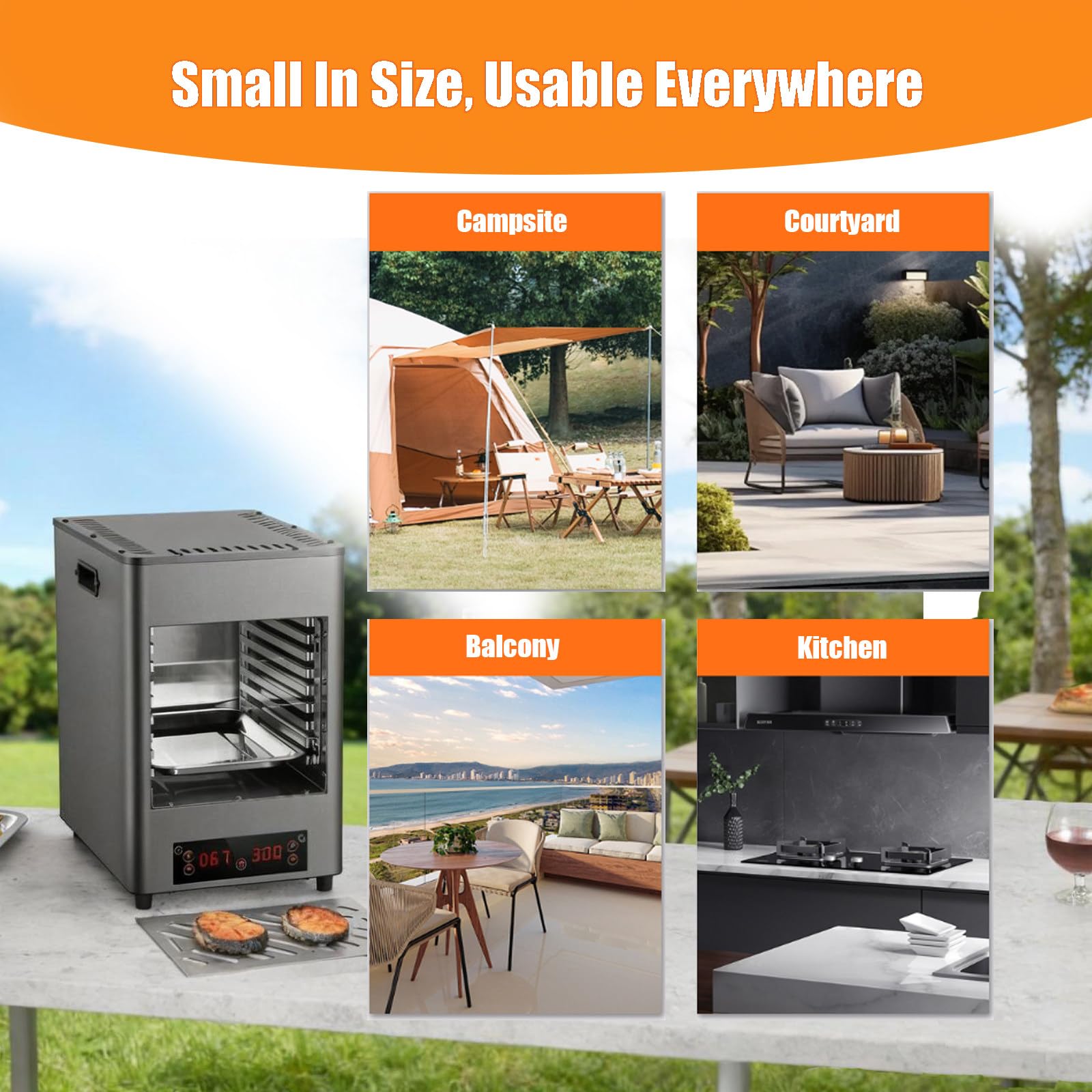 Forno Pizza Elettrico Bistecchiera Elettrica 800℃ Temperatura di Grigliatura Professionale Maniglia Resistente al Calore Vassoio di Raccolta Olio per Cucina & Campeggio TypeA