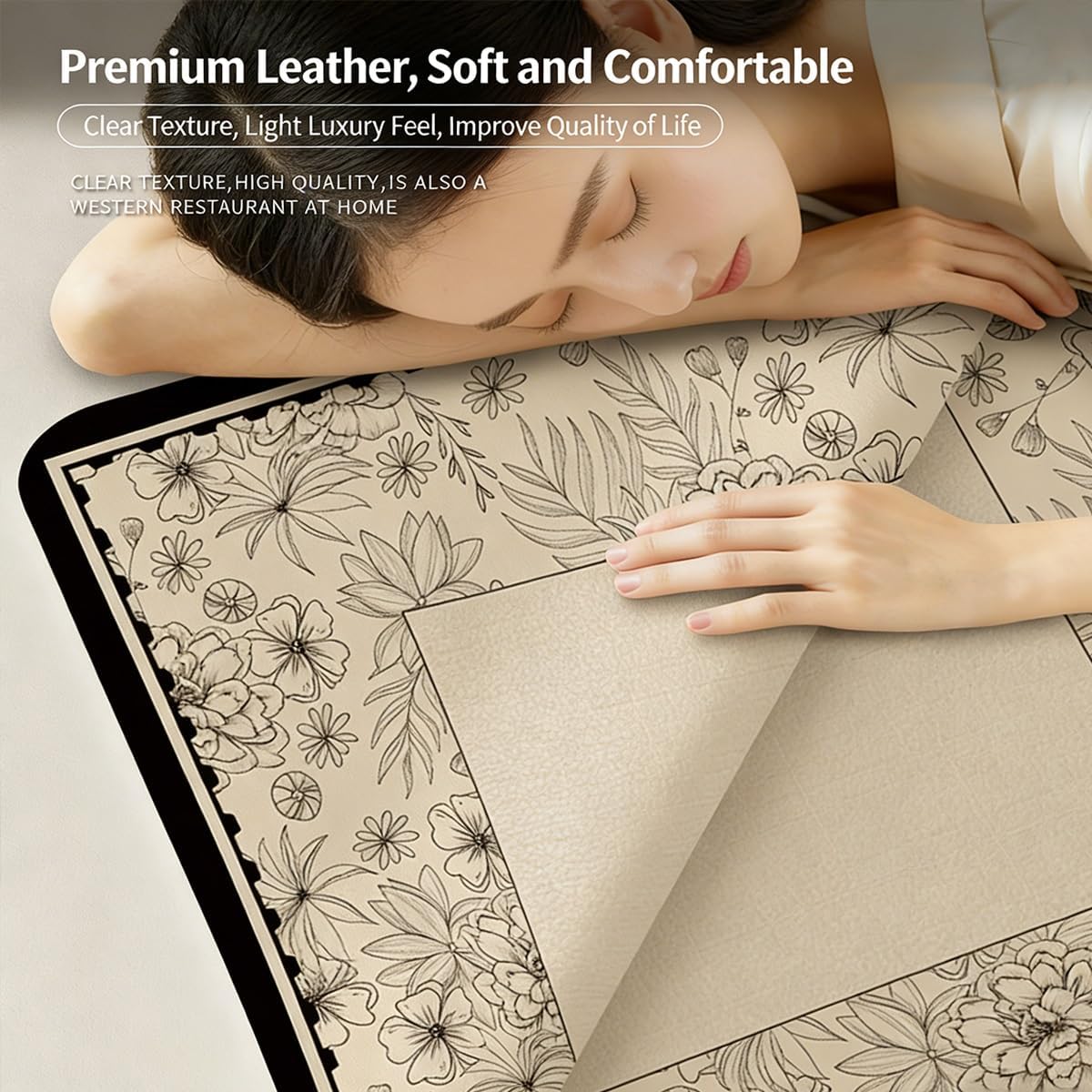 Non-Slip Mahjong Mat, Thickened Leather Table Cover with Oil-Proof & Heat-Resistant Surface, Protective Pad for Dining Table, Coffee Table, Game Table(K,31.50x31.50)