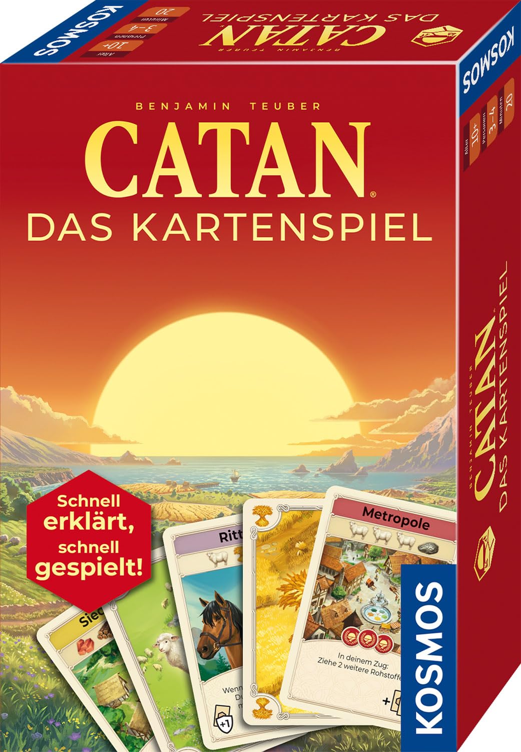 Kosmos 687243 Catan Das Kartenspiel, schnell erklärt, schnell gespielt, Kartenspiel für 3-4 Personen, ab 10 Jahren, in 20 Minuten gespielt, aus der Welt des Brettspiel- Klassikers Siedler von Catan