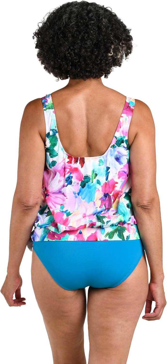 Maxine of Hollywood Women's Side Tie Scoop Neck Banded Tankini Swimsuit Top
