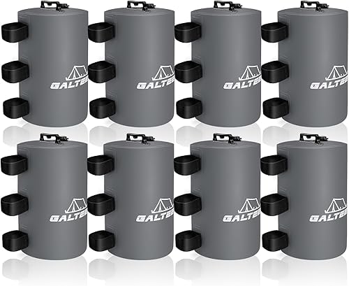 Bolsa de peso de agua para toldo, 176 libras, juego de 8 pesas para patas para toldo desplegable, toldos, tienda de campaña, cenador, gris