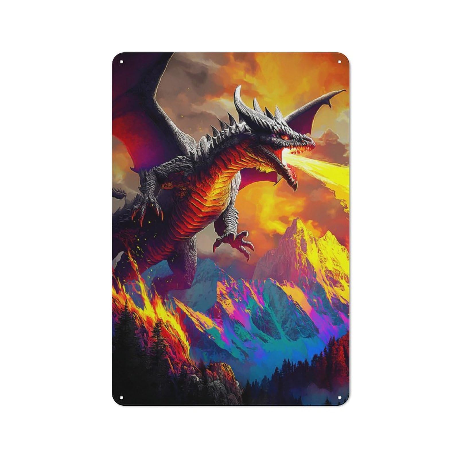 Nostalgic Dragon Breath of Fire Metal Wall Sign 30x20cm, Classic Pub Decor for Bar, Kitchen, Garage Or Games Room