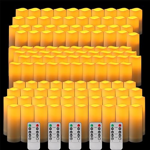 Paquete de 36 velas impermeables sin llama para exteriores, velas LED parpadeantes a pilas con control remoto y temporizador para larternos al aire