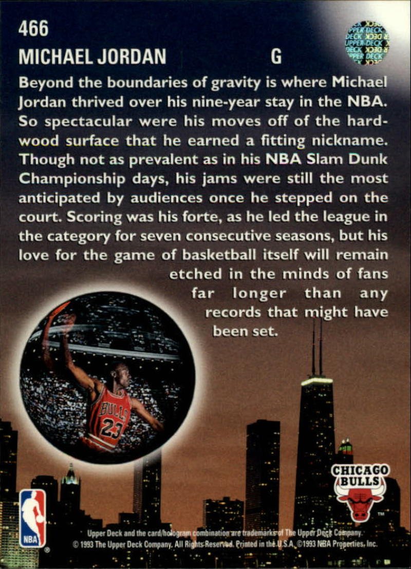 Amazon.com: 1993-94 Upper Deck #466 Michael Jordan SL NM-MT Bulls
