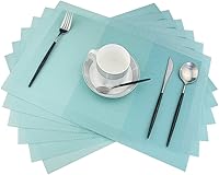 Vista 17 de PIGCHCY Juego de 6 manteles individuales en forma de cuña con centro de mesa, redondos, lavables, resistentes al calor (gris plateado)