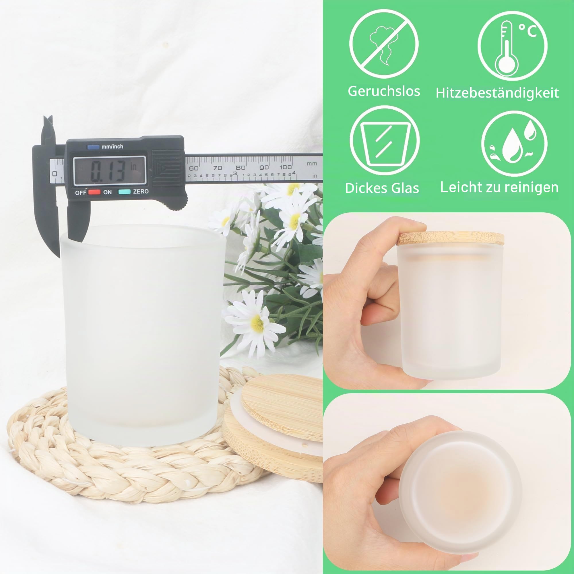 MILIVIXAY 20 Stück 200 ml Milchglas-Kerzengläser mit Deckel, leere Kerzengläser für die Herstellung von Kerzen, Gewürze, Pulverbehälter.