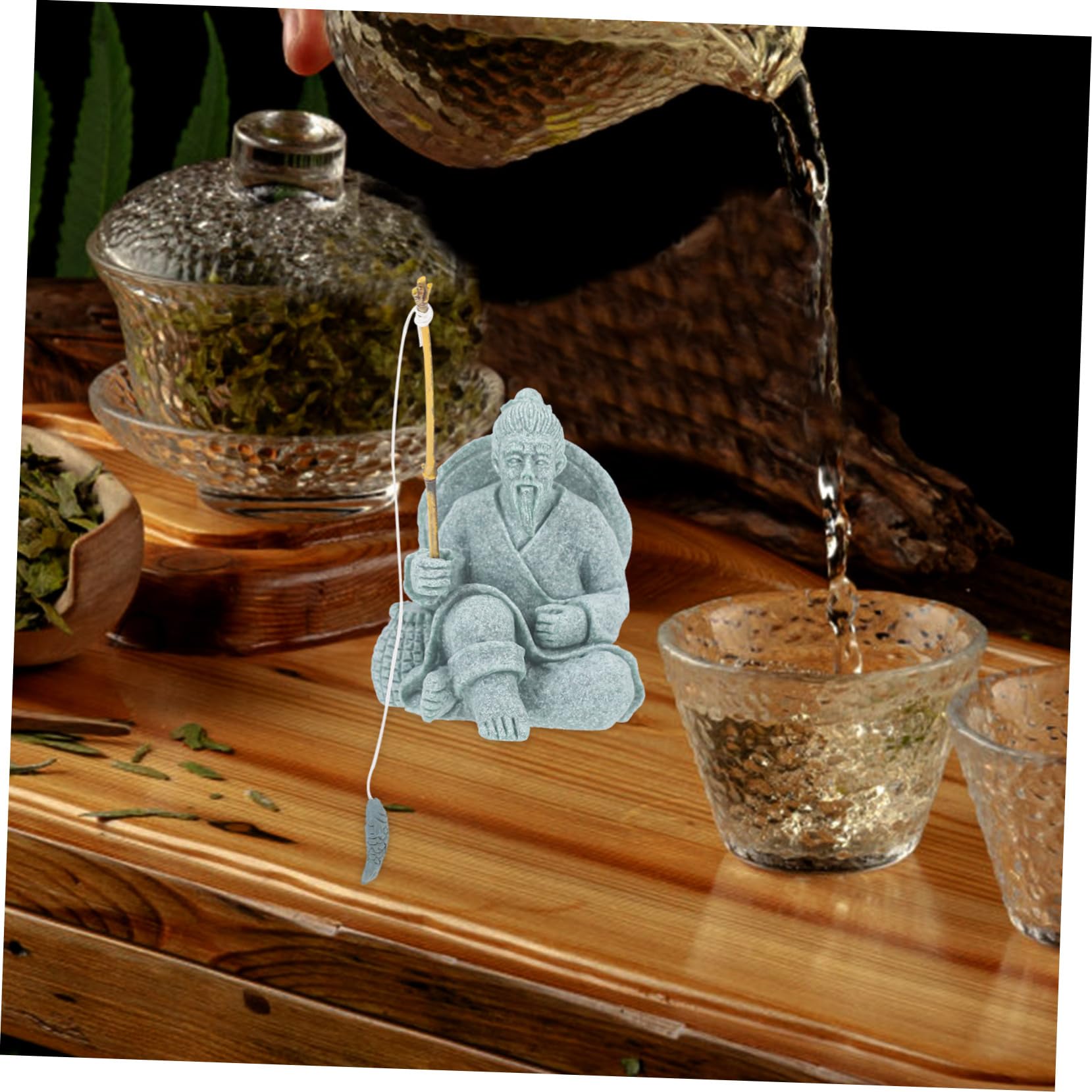 Toddmomy 5piezas Estatua De Pescador Miniatura De Arenisca Adorno para Acuario y Jardín Figurita De Anciano para Decoración De Paisajes y Té Pet