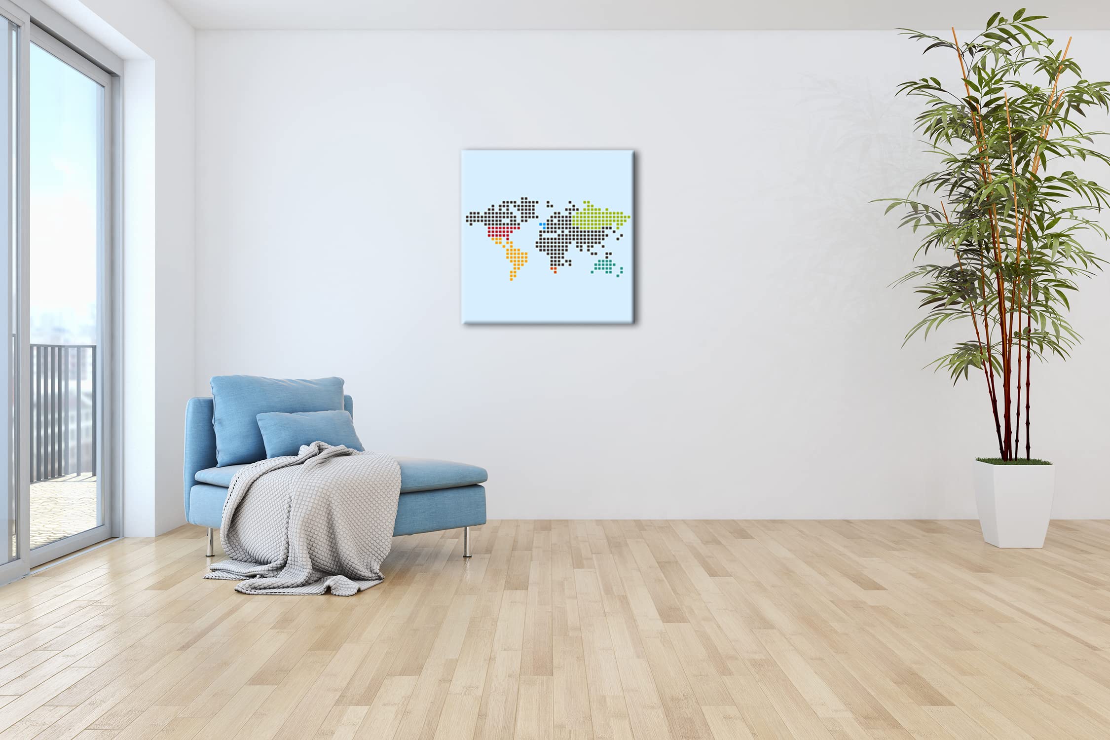 Carte du monde en points - Format : 40 x 40 cm - Impression numérique de qualité supérieure - Pas d'affiche ou d'affiche.