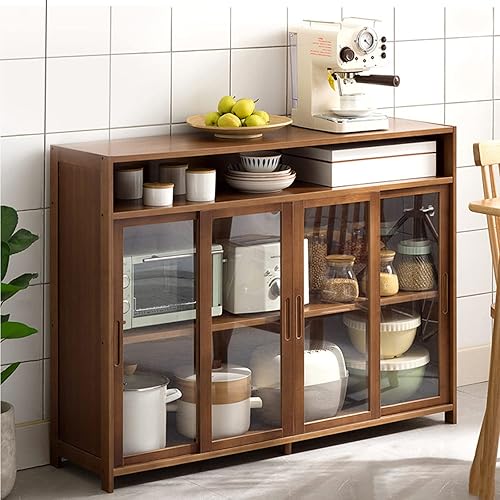 Baveke Armario de barra de café moderno aparador de cocina con puerta corrediza y estante de granero mesa de entrada mesa de servidor gabinete de