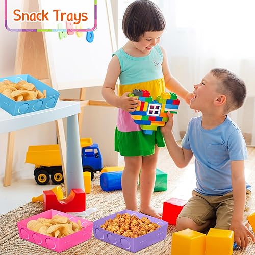 Miniatura 7 de Hoolerry 25 bandejas de papel de 5 libras de papel para fiestas temáticas de ladrillos grandes, bandeja desechable para servir aperitivos para