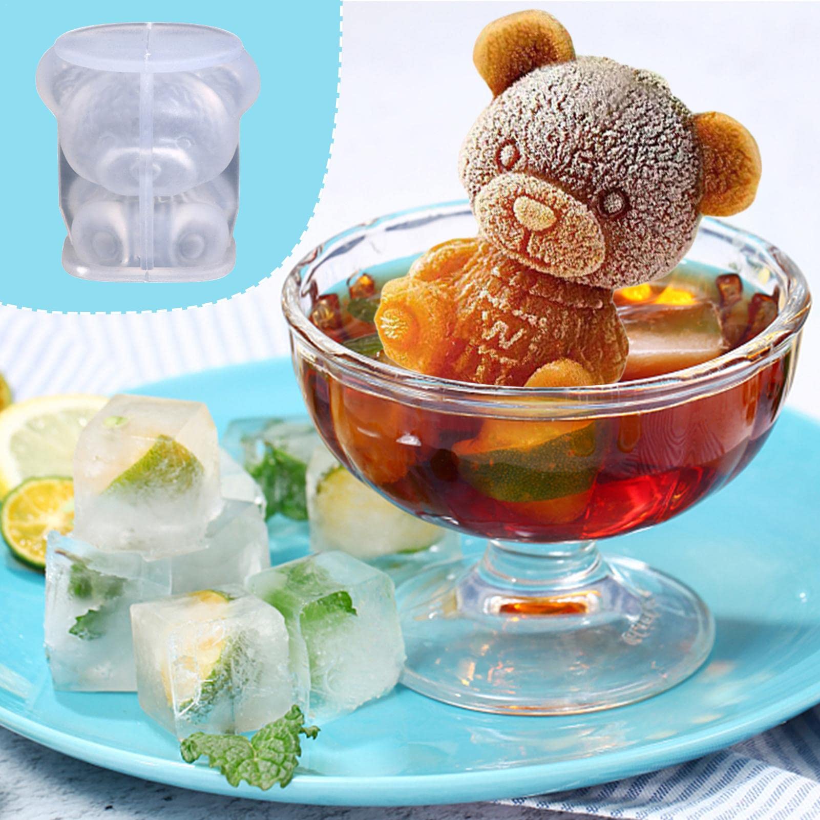 Stampo Per Ghiaccio A Forma Di Orso In Silicone: Senza BPA, Con Coperchio, Perfetto Per Cocktail E Bevande Fredde! - Foto 2