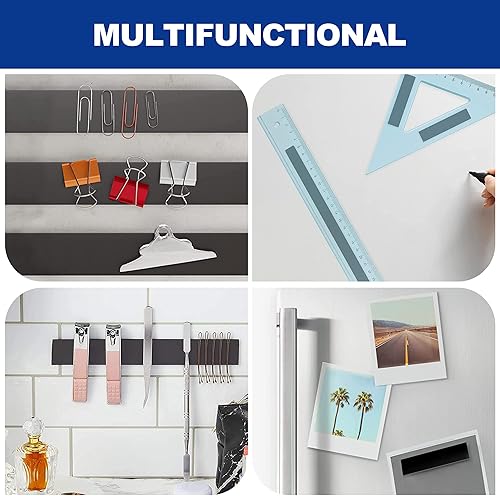 Miniatura 7 de Rammos Tiras magnéticas con respaldo adhesivo, paquete de 3 (cada una de 6 x 1 pulgadas) tiras magnéticas adhesivas extra fuertes y resistentes para