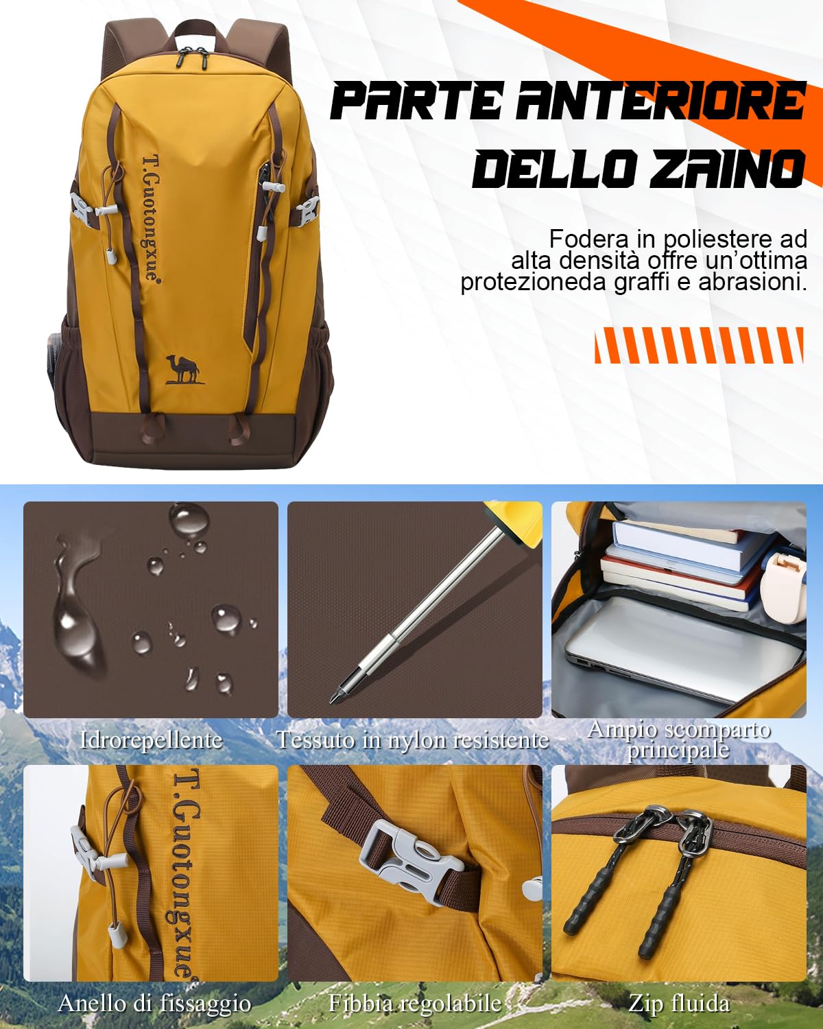 Zaino Trekking 30L,Zaino Montagna Leggero Resistente all'Acqua per Uomo e Donna,Ideale per Escursionismo,Trekking,Campeggio,Ciclismo,Arrampicata