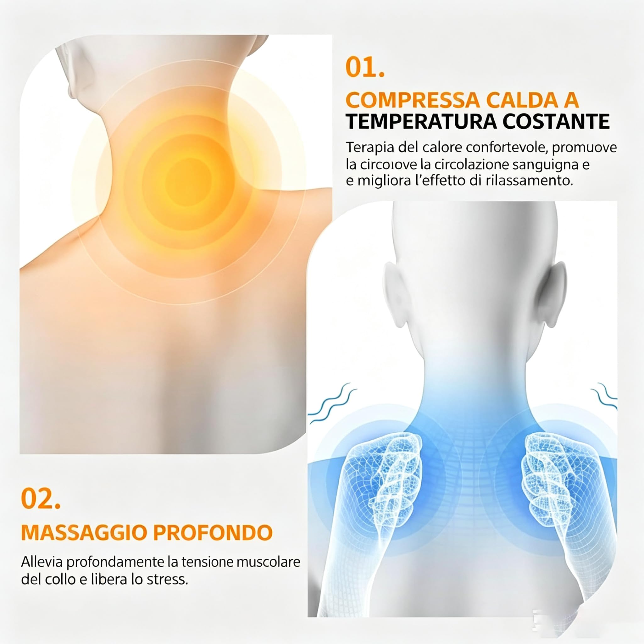 serealab Massaggiatore cervicale 3 in 1 con riscaldamento