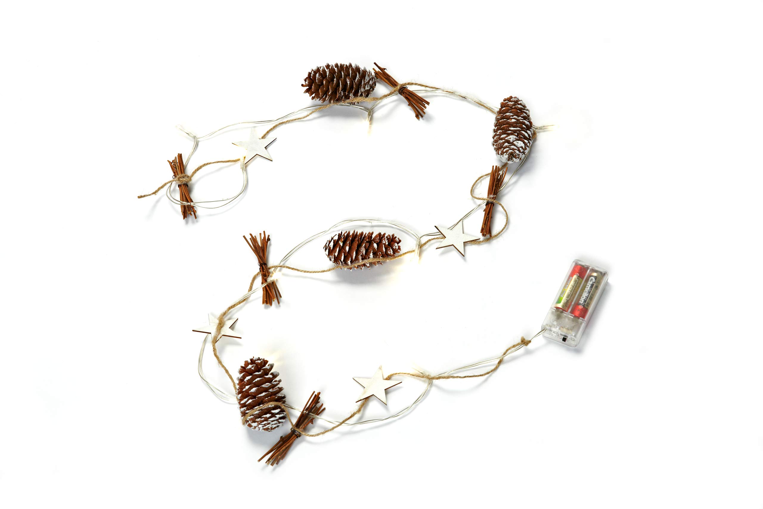 HEITMANN DECO Christmas Fairy Lights – 10 LEDs – Battery Operated – Indoor – Pine Cones – Stars – Warm White — image 1