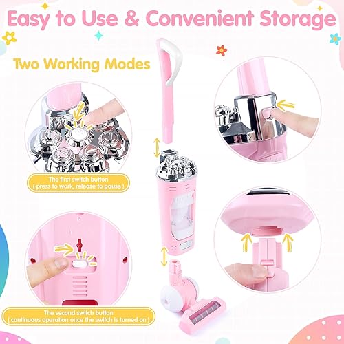 Miniatura 5 de Juego de juguetes de aspiradora para niños, juguete de aspiradora para niños pequeños, juguetes sensoriales de simulación de rol, juguetes