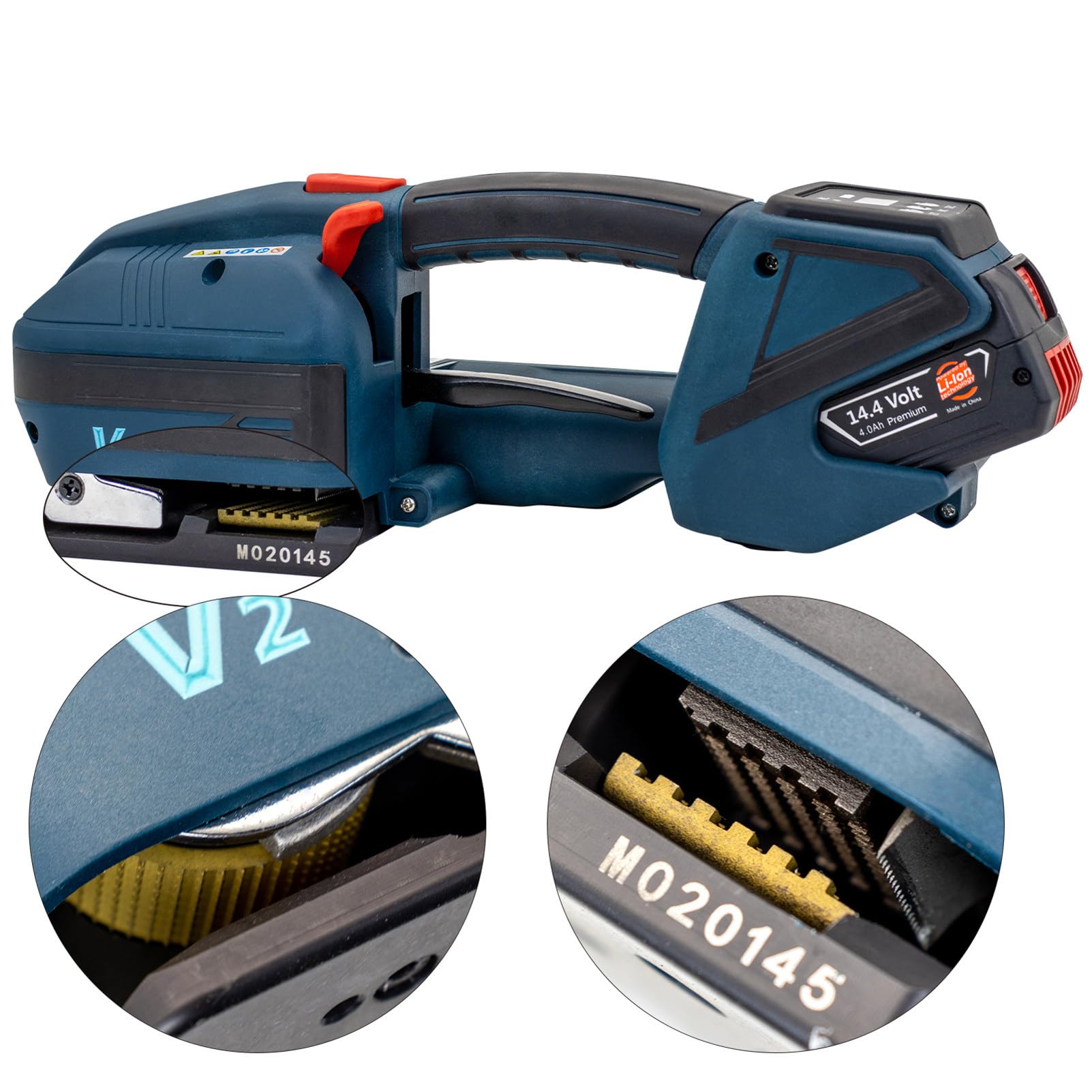 Pressa elettrica per Nastri in PP Pet da 1/2 a 5/8 di Pollice, con 2 batterie da 4000mAh, Strumento di reggiatura e imballaggio Automatico, pressa Portatile per vassoi di Cartone,2Battery