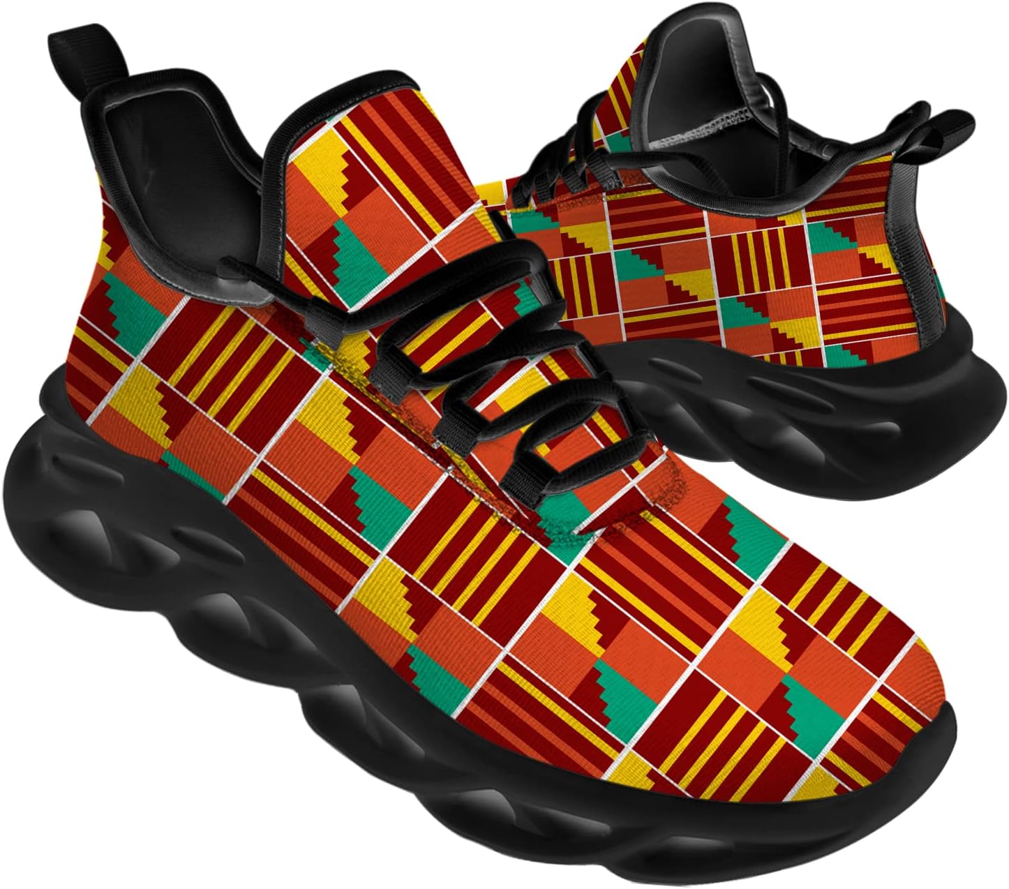 Ciadoon Kente Shoes for Men Women Road Running Shoes Walking Tennis Sneakers Athletic Lightweight Shoes