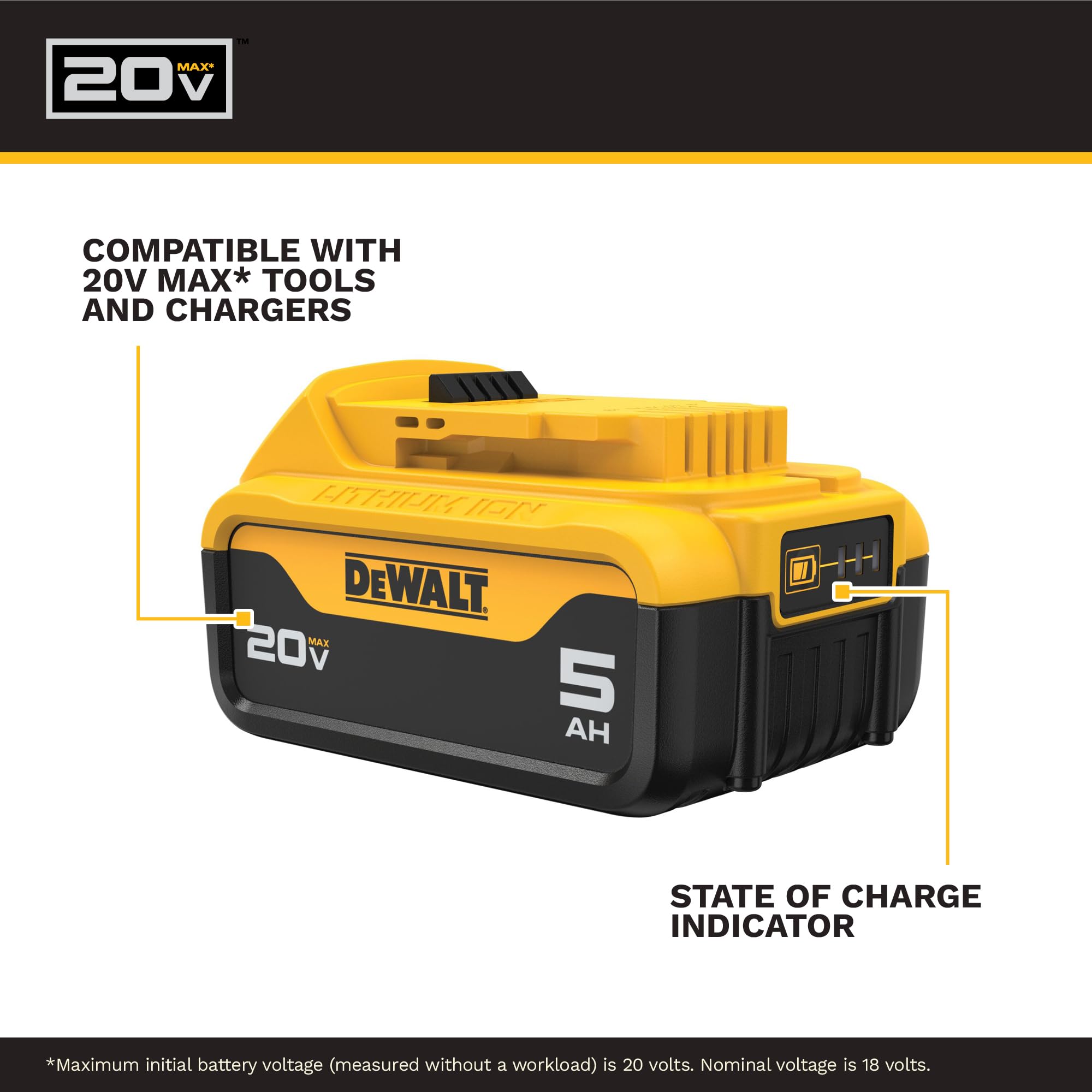 DEWALT 20V MAX XR 5.0 Ah Batería 2 Unidades con Cargador Starter Kit (DCB205-2C)