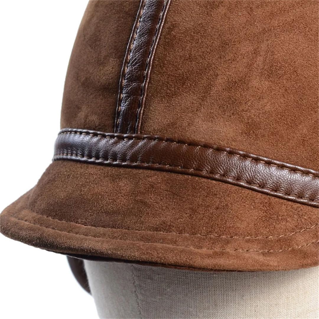 Gorra rusa de ala pequeña para hombre, 100% piel auténtica, cálida, para invierno, estilo newsboy