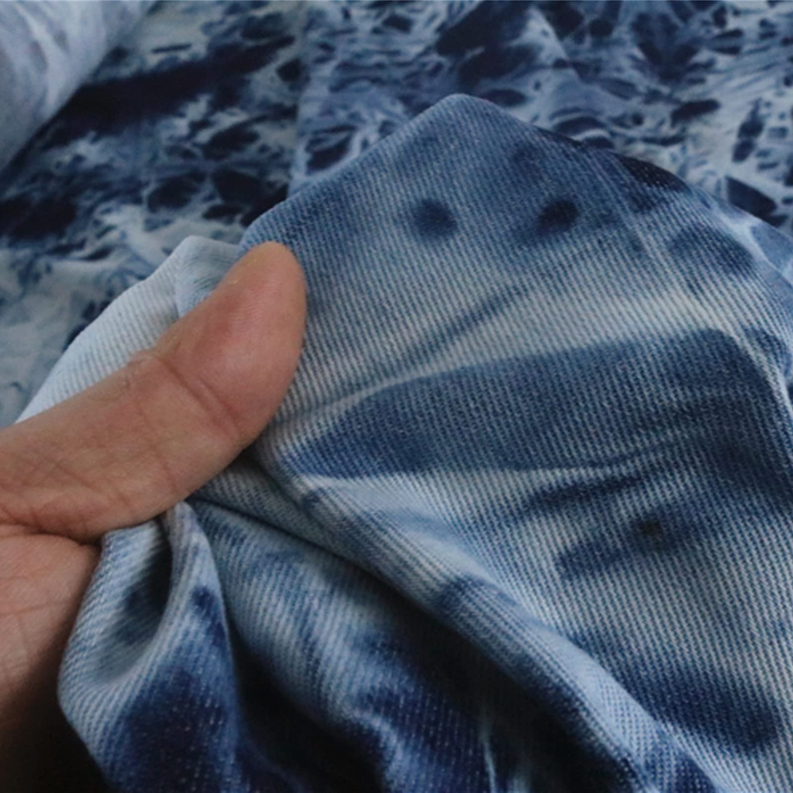 Tkanina dżinsowa do szycia, 100% tkanina bawełniana, cienka tkanina dżinsowa, wzór tie-dye, kreatywna tkanina do szycia koszul krawieckich, ubrań, szycia, patchworkowa, DIY, rozmiar: 1,5 x 2 m
