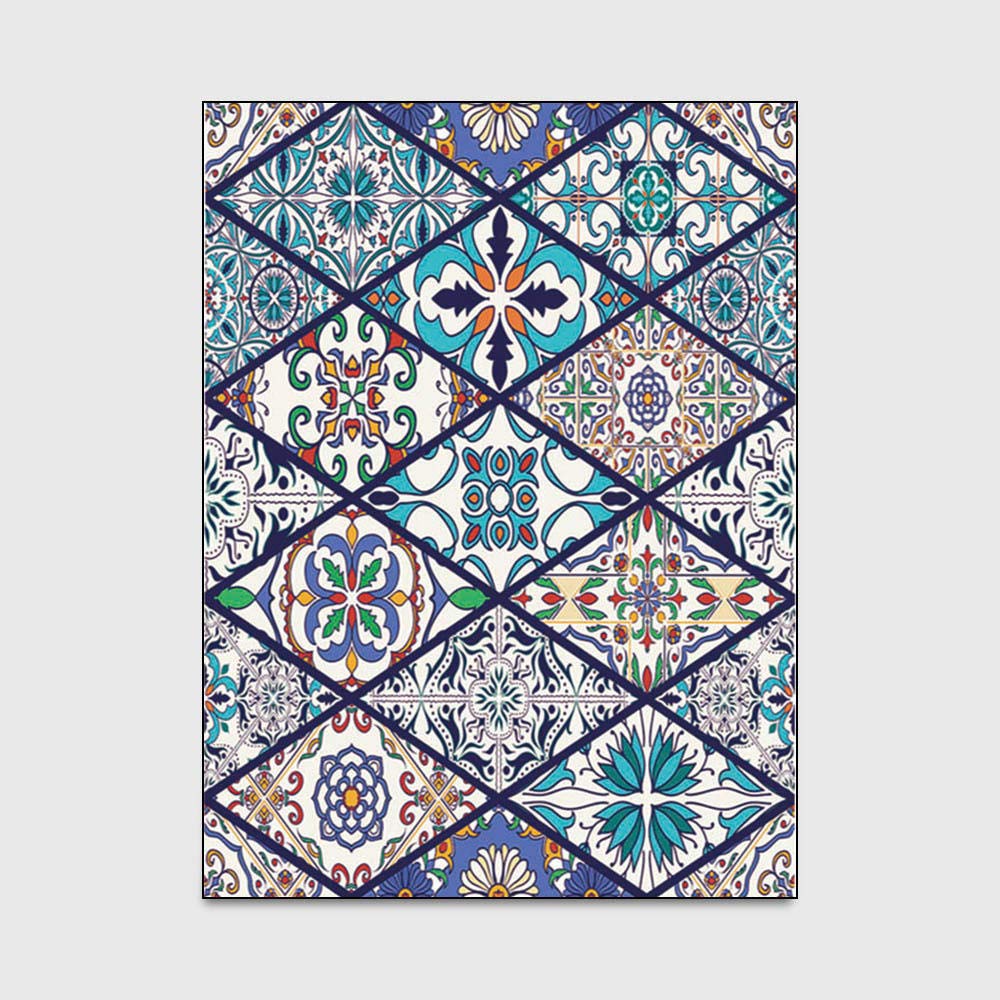 Tapis Salon Moderne Modèle européen Bleu de Style Ethnique Antidérapant Facile d'entretien Grand Dimensions Convenable Chambre,études,Restaurants,Table Basse etc 200x300CM