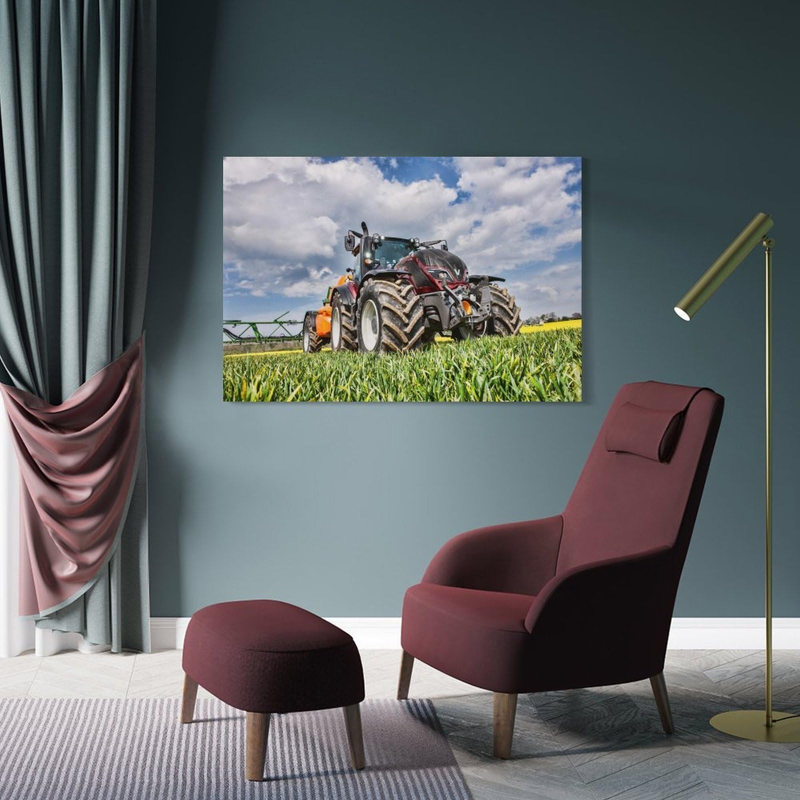 Junmoney Frame-Style-18 Hanging Wall Art Tractor With Sprayer, 24X36inch(60X90cm), For Entryway, Lounge Links Or Small Walls, A Neat Decor Update For Hallways