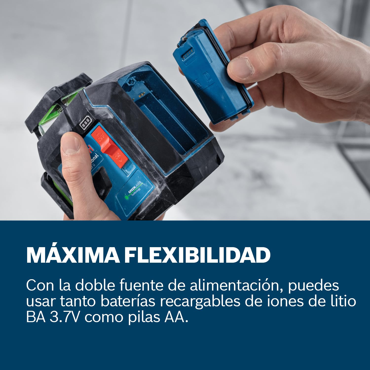 Batería de iones de litio BA 3.7V 3.0Ah XL de Bosch Professional (mecanismo de sujeción seguro, puerto de carga USB-C, doble fuente de alimentación)