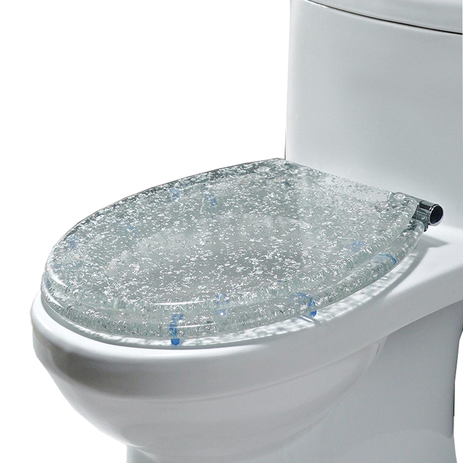 Dxpsxjl Silvertransparent Soft Close Close Toilet Seat, Quick Release Hinges, 360 Adjustable, Easy Install Install Clean, Lightweight, Durable, Portable, User-Friendly, Compact, Standard