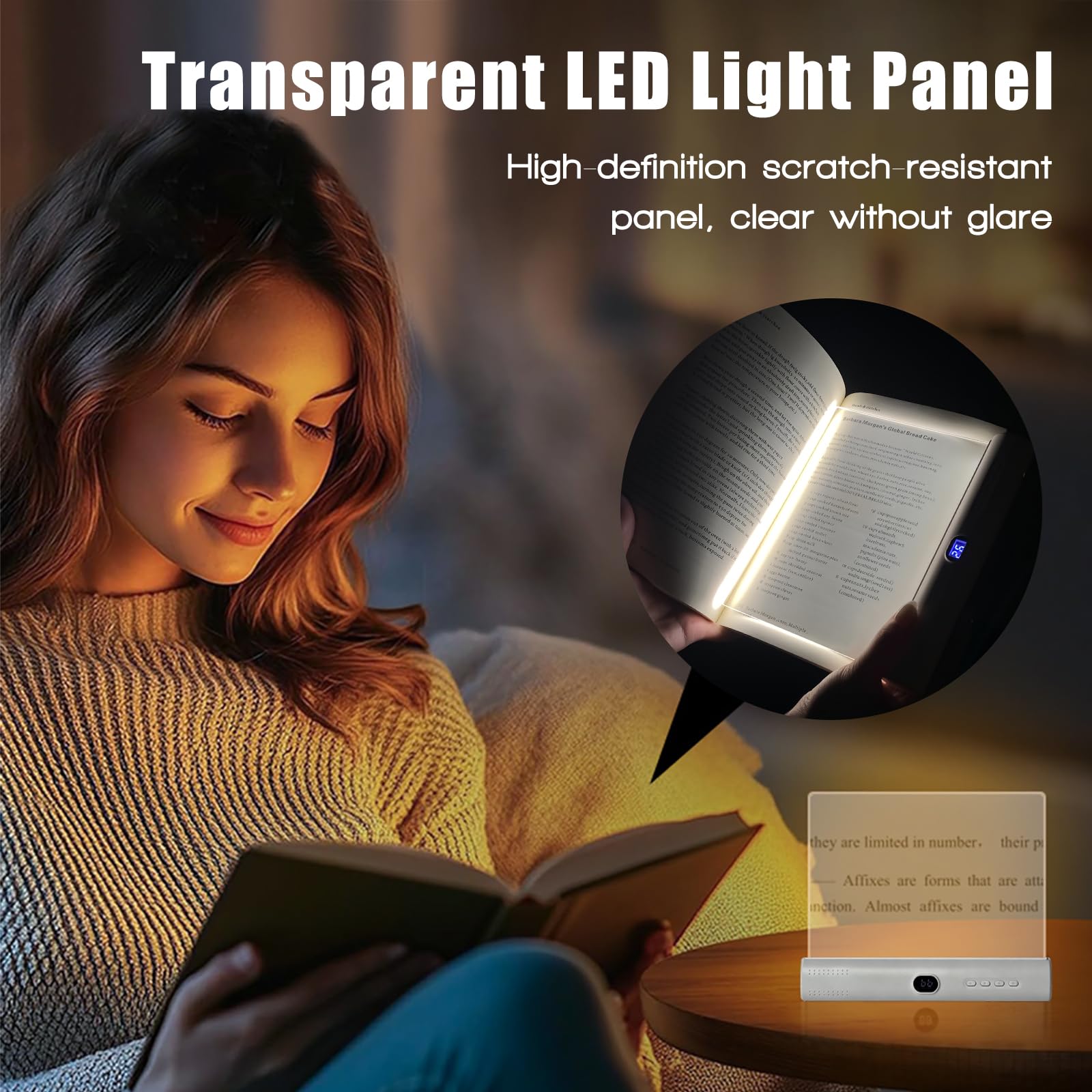 Luce LED per libri e luce notturna 2 in 1, ricaricabile tramite USB, per libri a letto, 3 modalità di colore, oscuramento continuo della luminosità, timer di spegnimento automatico, lettura