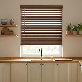 REGAL estate Cordless 2" Faux Wood Blinds, 24.5" W x 48" H, Chestnut
