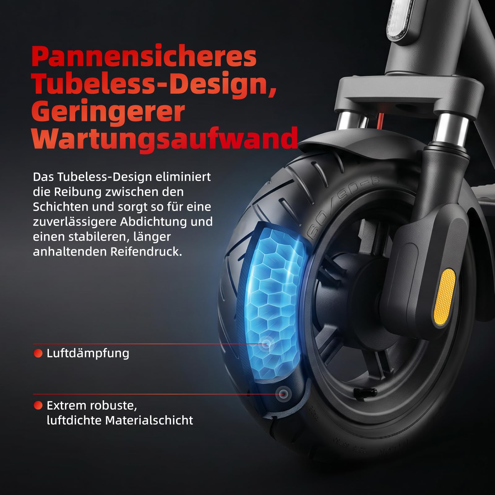 60/90-8 Schlauchloser Reifen für Xiaomi 5 Plus, für Xiaomi 6 Elektroroller, 12 Zoll Tubeless Reifen Zubehör Explosionsgeschützte Verdickte Straßenreifen Ersatzräder (2 Stück)