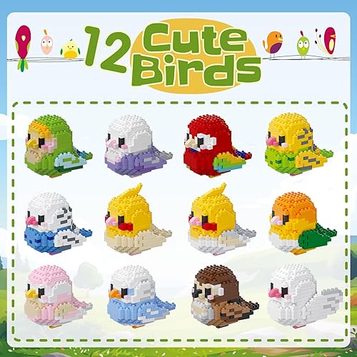 Miniatura 2 de Scosloo Parrot - Juego de bloques de construcción de micro ladrillos de construcción, lindo pájaro, juguete colorido de loro educativo, modelo