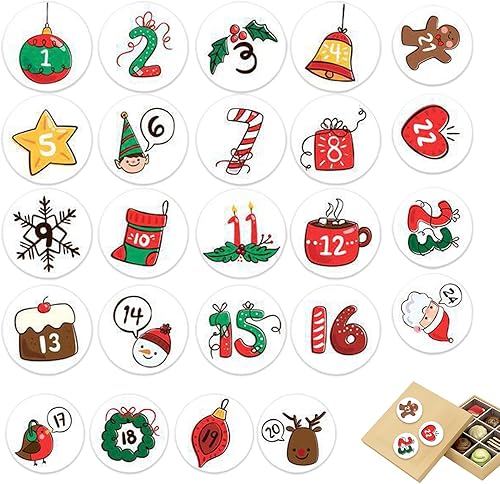 Miniatura 4 de Calcomanías de números de calendario de Adviento de Navidad, decoraciones navideñas para manualidades, mejora y simplifica tu agenda, diario,