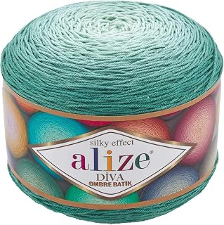 ALİZE Alize Diva Ombre Batik Yarn, 2 Skn 500 Gr , 1750 Meters 1.914 Yards, Microfiber Bikini Summer Hand Knitting Swimsuit Top Lingerie Beach Crochet (7369)