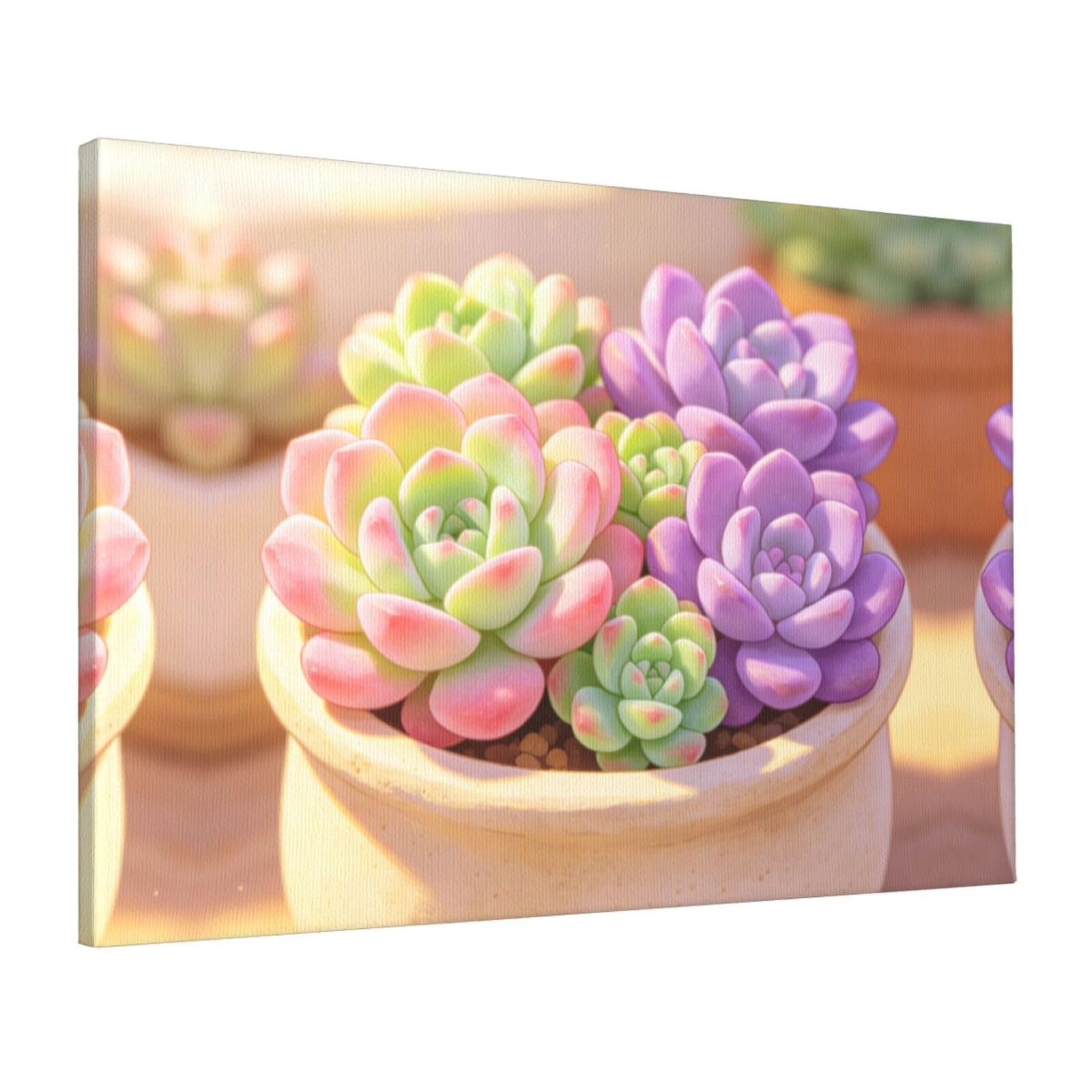 CNTDBU Green Succulent Art Canvas Wall Art 16x24 Inch-Large Modern Painting Print for Living Room, Framed Ready to Hang Artwork for Bedroom