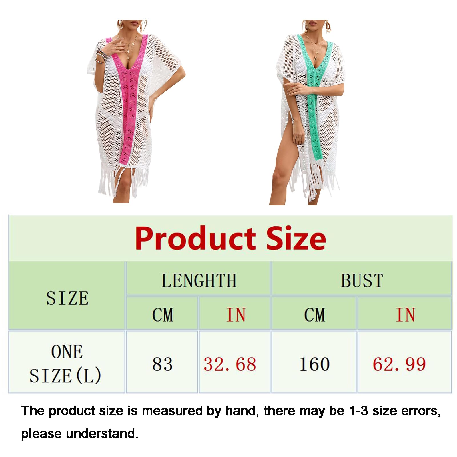 Costume da bagno copricostume per le donne colori contrastanti fessura frangia orlo scollo a V bikini uncinetto abito da spiaggia