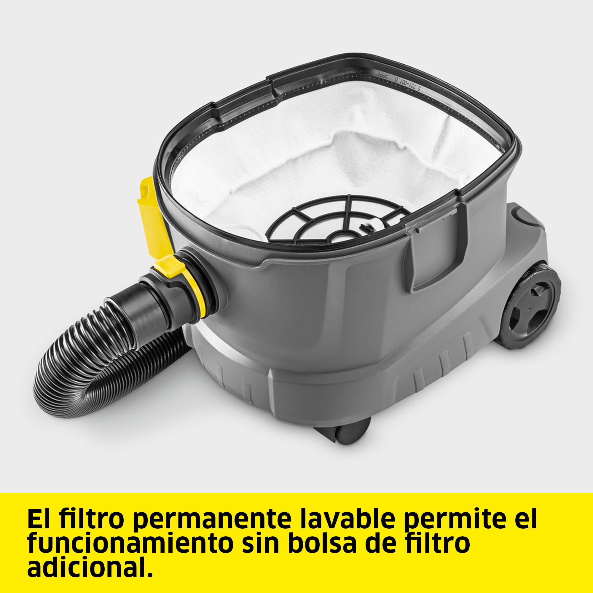 KÄRCHER Aspirador en seco T 11/1 Classic, depósito: 11 l, Potencia: 850 W, Nivel de presión acústica: 61 dB(A), Peso: 3,9 kg, Cable: 7,5 m, Cesta de Filtro Permanente