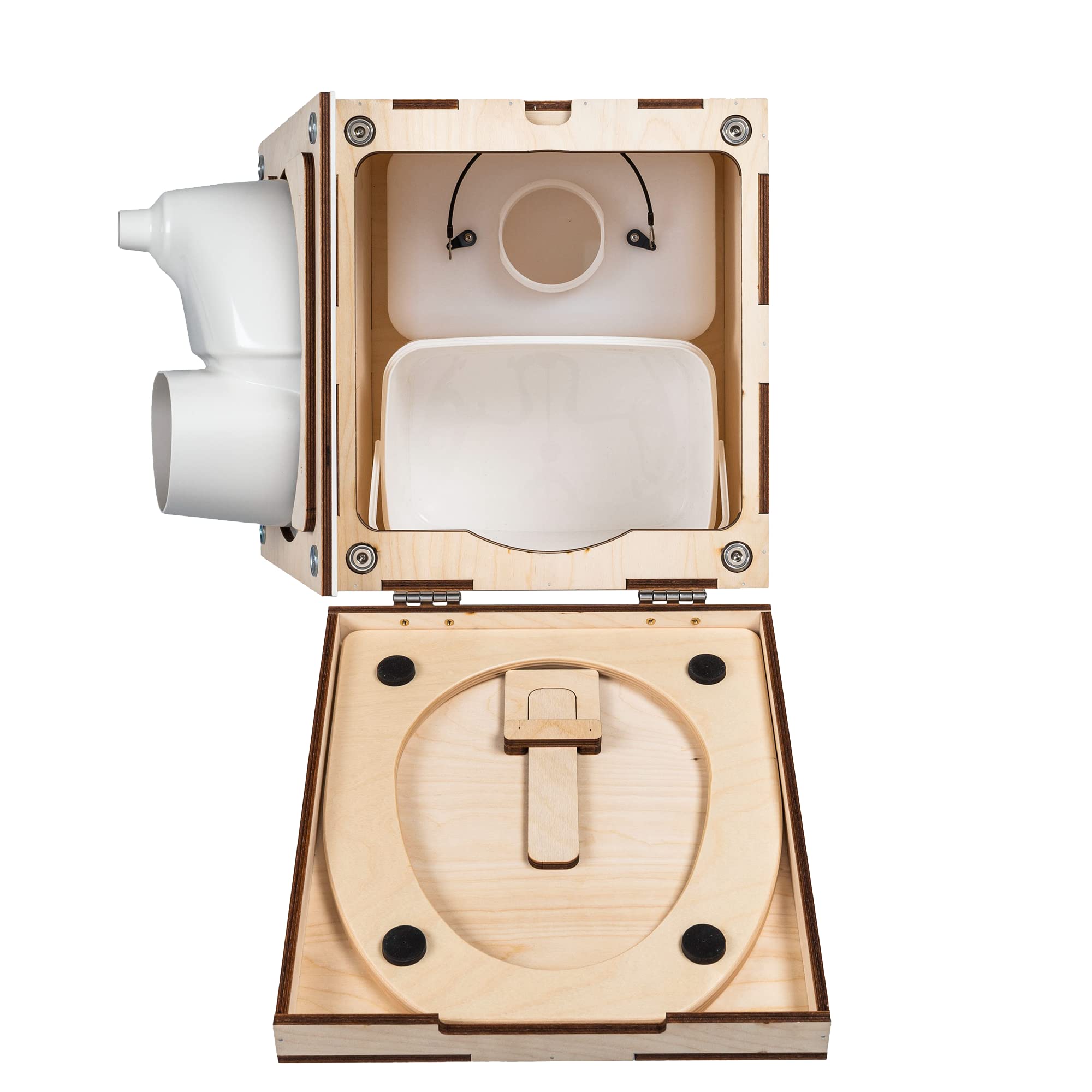 Kildwick MiniLoo Bausatz Trockentrenntoilette weiß - Kompakte Campingtoilette für Camper, Tiny House, Garten, Boot, 9,5L Kanister, Magnetklobrille, Holzgehäuse, DIY-Komposttoilette
