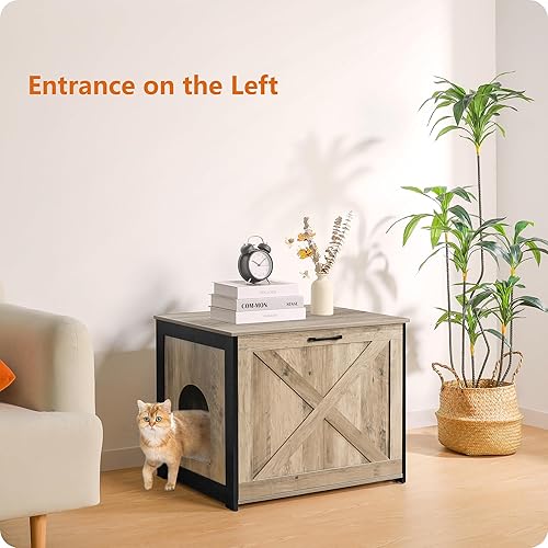 Miniatura 10 de DWANTON Caja de arena para gatos oculta, caja de arena para gatos, entrada reversible que puede estar en el lado izquierdo o derecho, gabinete de