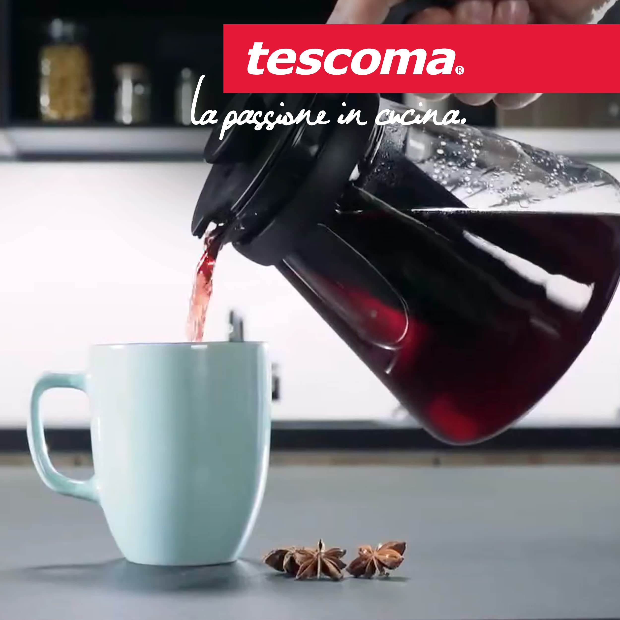 Tescoma 646622 Teo Teiera Con Filtro, Vetro, 1.25 L, ‎Nero, 17.6 x 14.6 x 18.6 cm