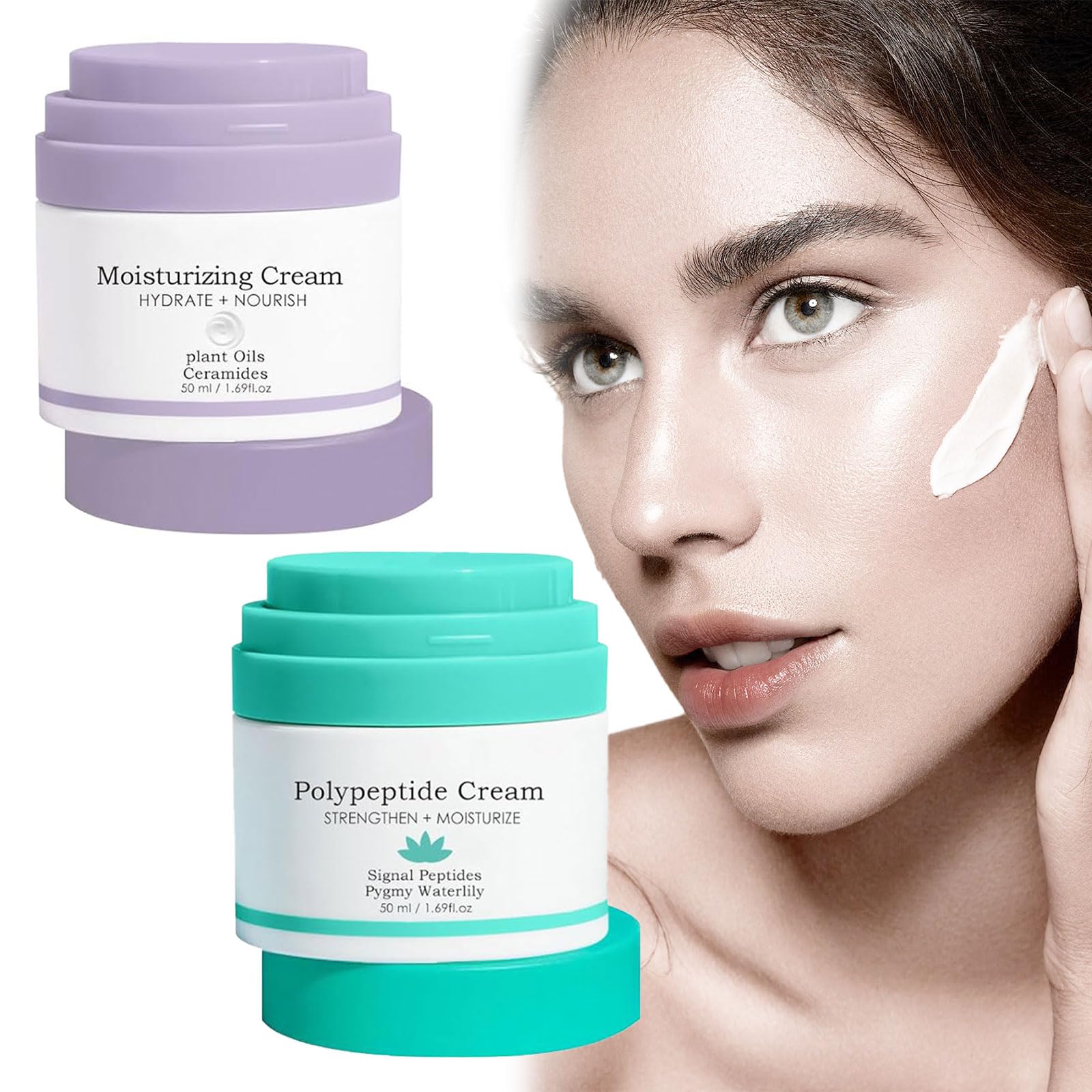 2PCS crema hidratante facial,crema hidratante facial mujer dia,crema hidratante facial mujer pack,Hidratación Duradera No Grasa,Para hombres y mujeres, para piel normal, mixta o sensible,50ml