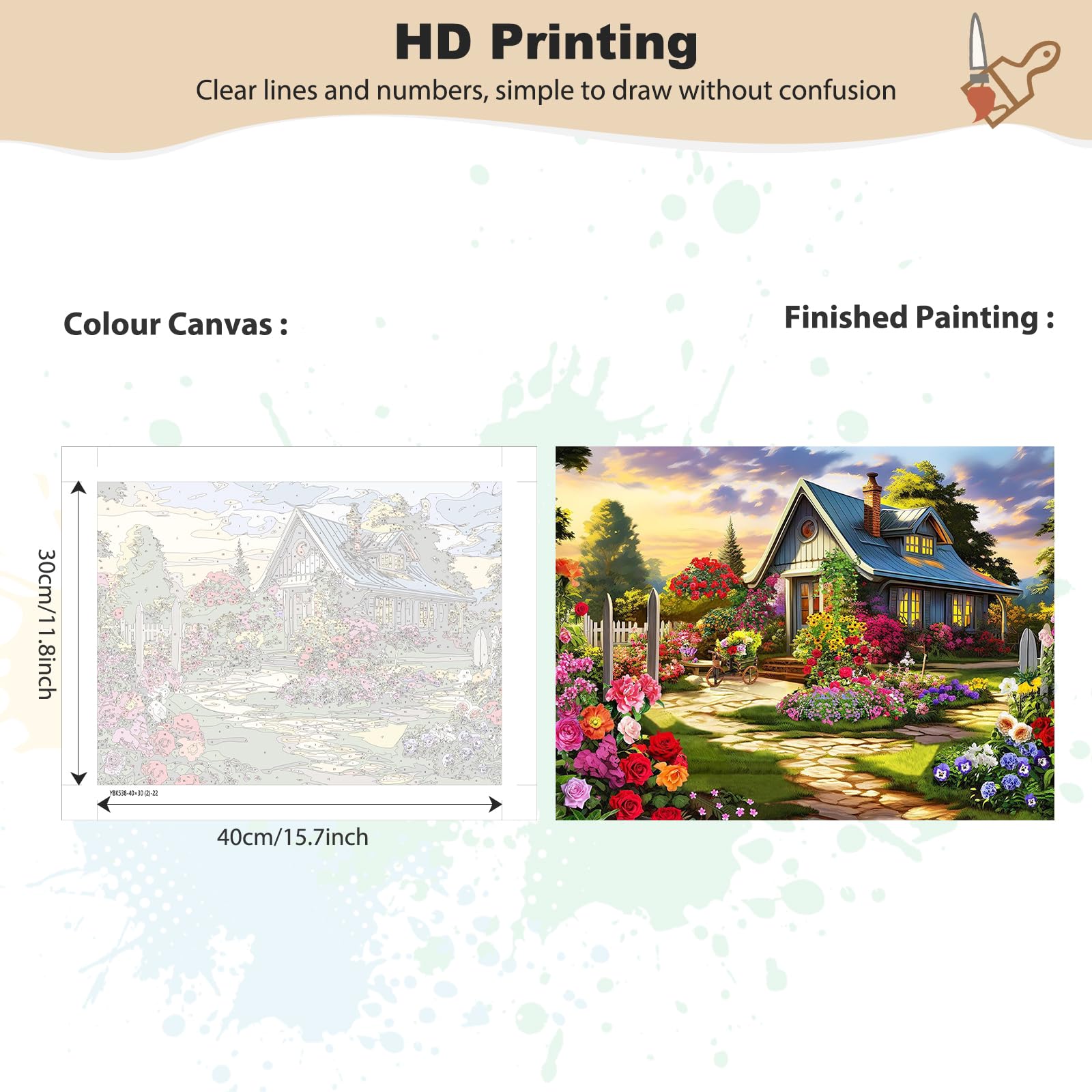 MEIYUDA DIY Paint by Numbers for Adults Colourful House of Flowers MEIYUDA DIY Paint by Numbers for Adults Colourful House of Flowers