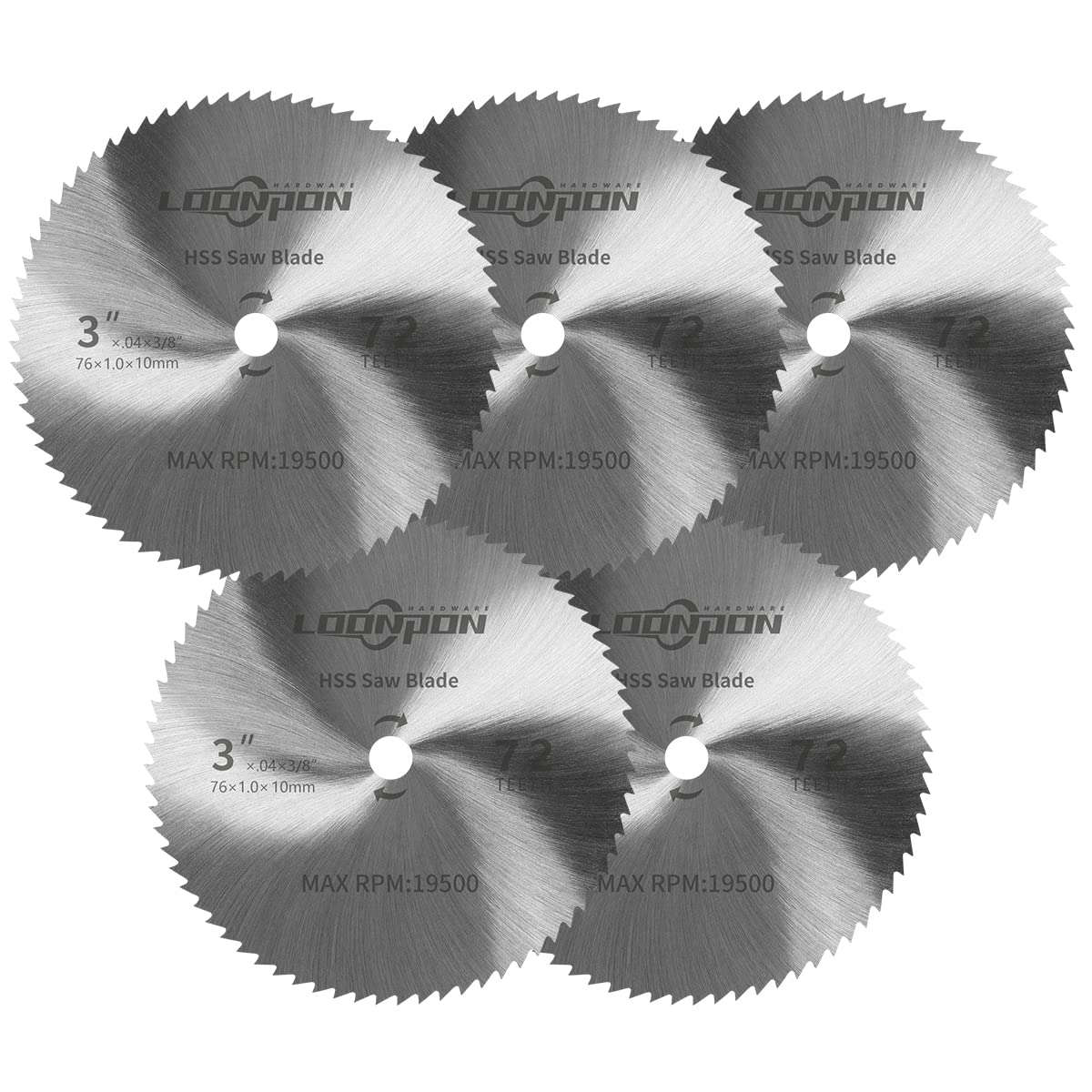 3 Inch HSS Circular Saw Blade 72T for Wood Plastic Metal Tile Cutting with 3/8 Inch Arbor (5Pcs)