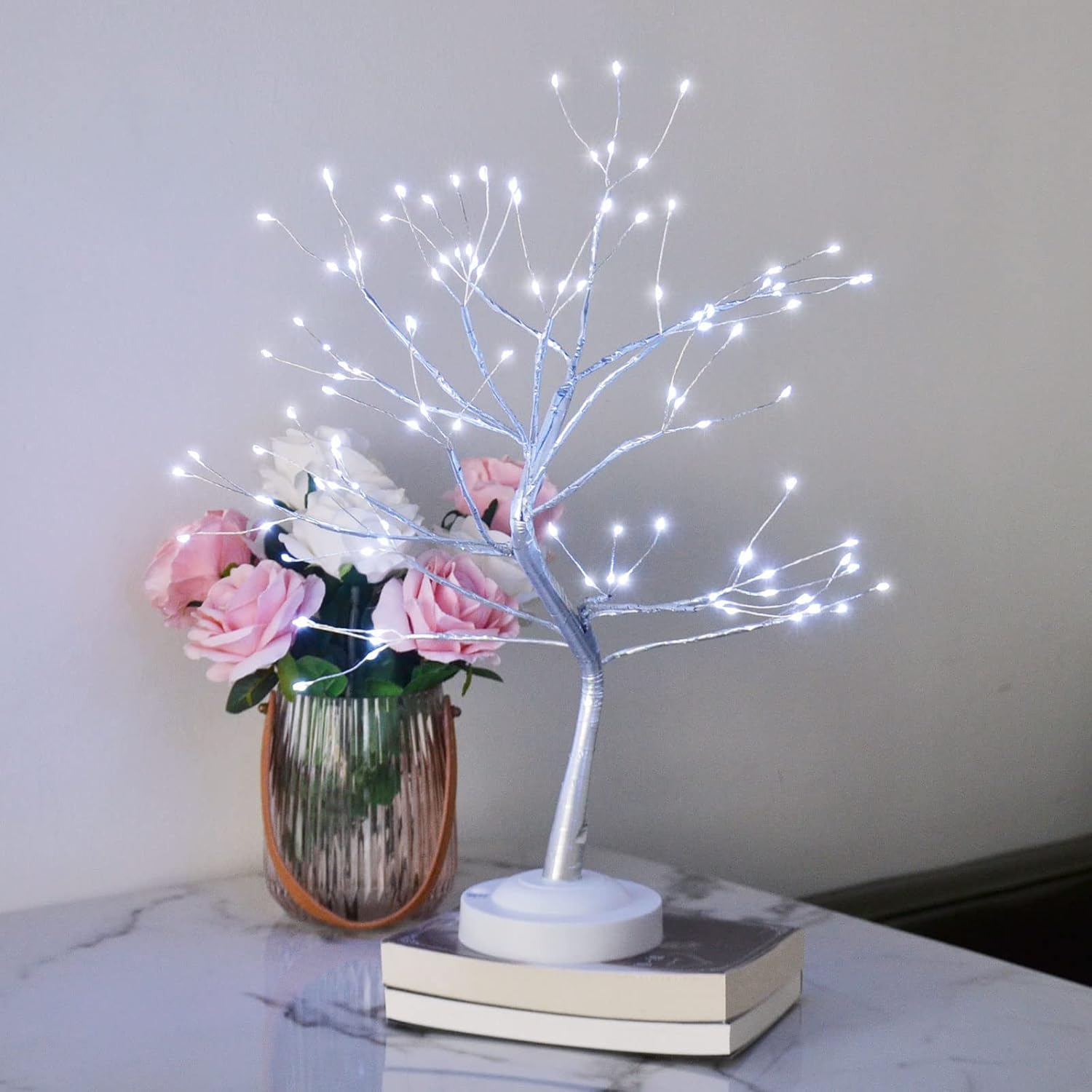 JMEXSUSS Bonsai Tree Lamp Indoor Room Decor, Artificial Tree Lights Battery/USB Operated, Spirit Tree Lights for Bedroom, Livingroom, Wedding, Christmas, Birthday, Party Decor(Cool White)