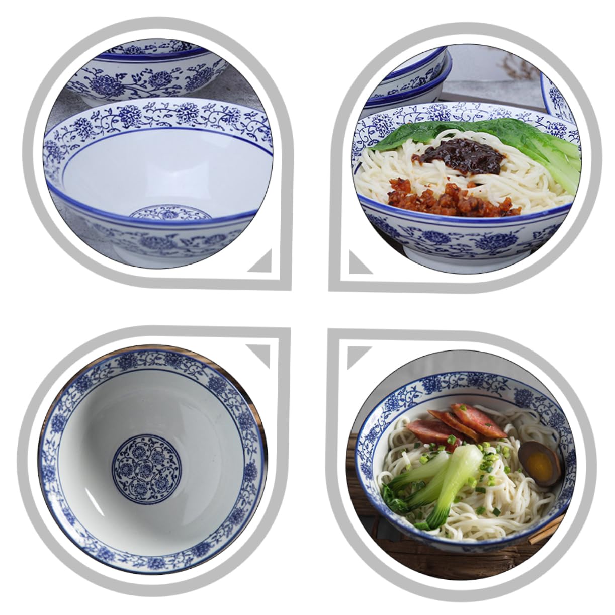 TOPBATHY Cuenco de Porcelana Azul y Tazón de Fideos para Uso Doméstico Tazón de Sopa para Servir Comida de Cocina para Comidas Rápidas el Hogar