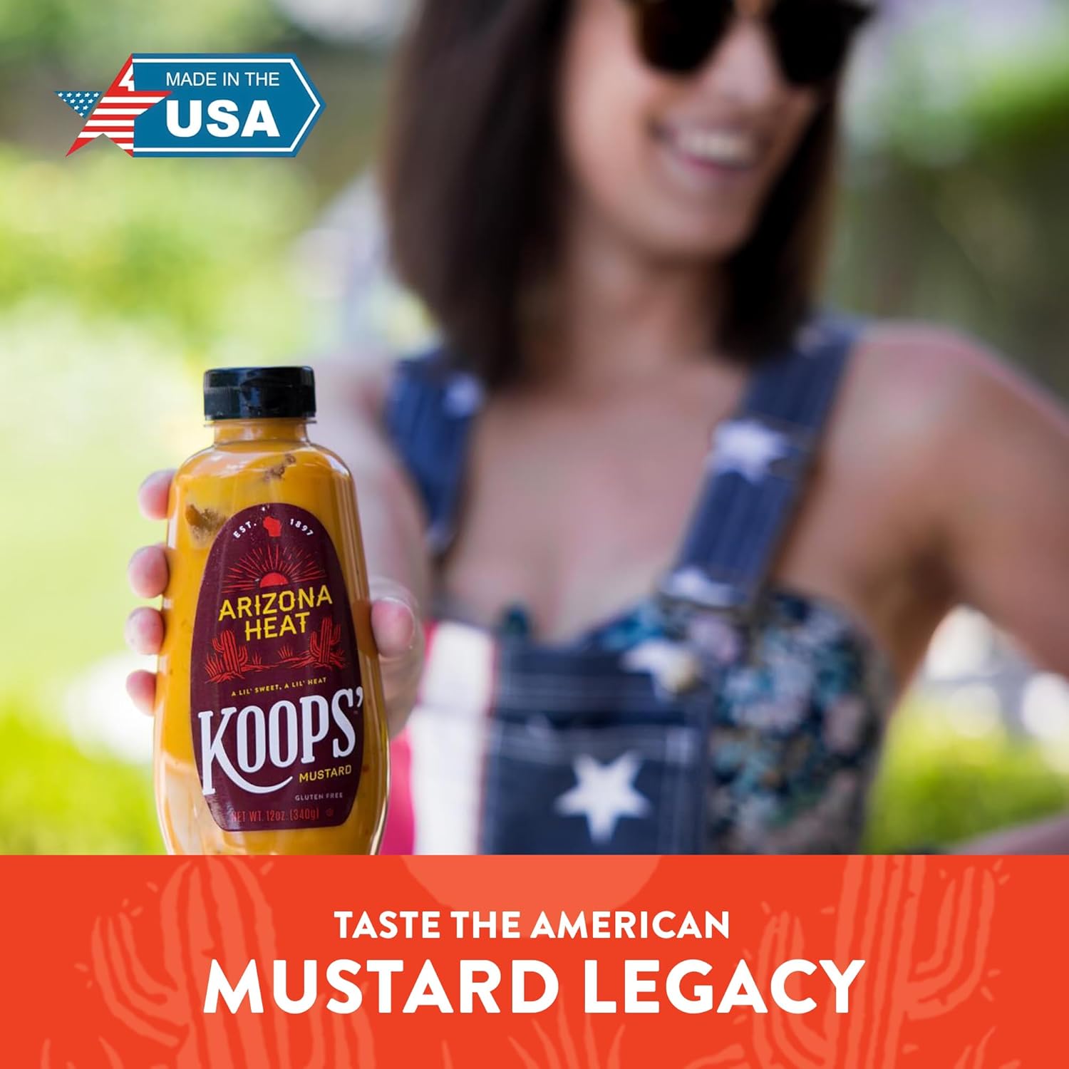 Koops' Arizona Heat Mustard – Sweet and Spicy Mustard, Gluten-Free, Kosher, Made in USA, From Quality Mustard Seeds, Hot Mustard Sauce – 12 Oz, Pack of 4