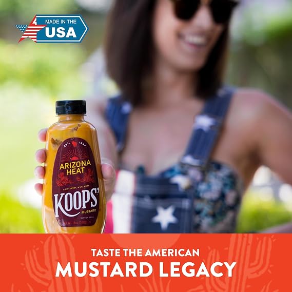Koops Arizona Heat Mustard, Sweet & Spicy Sauce, 12 Oz