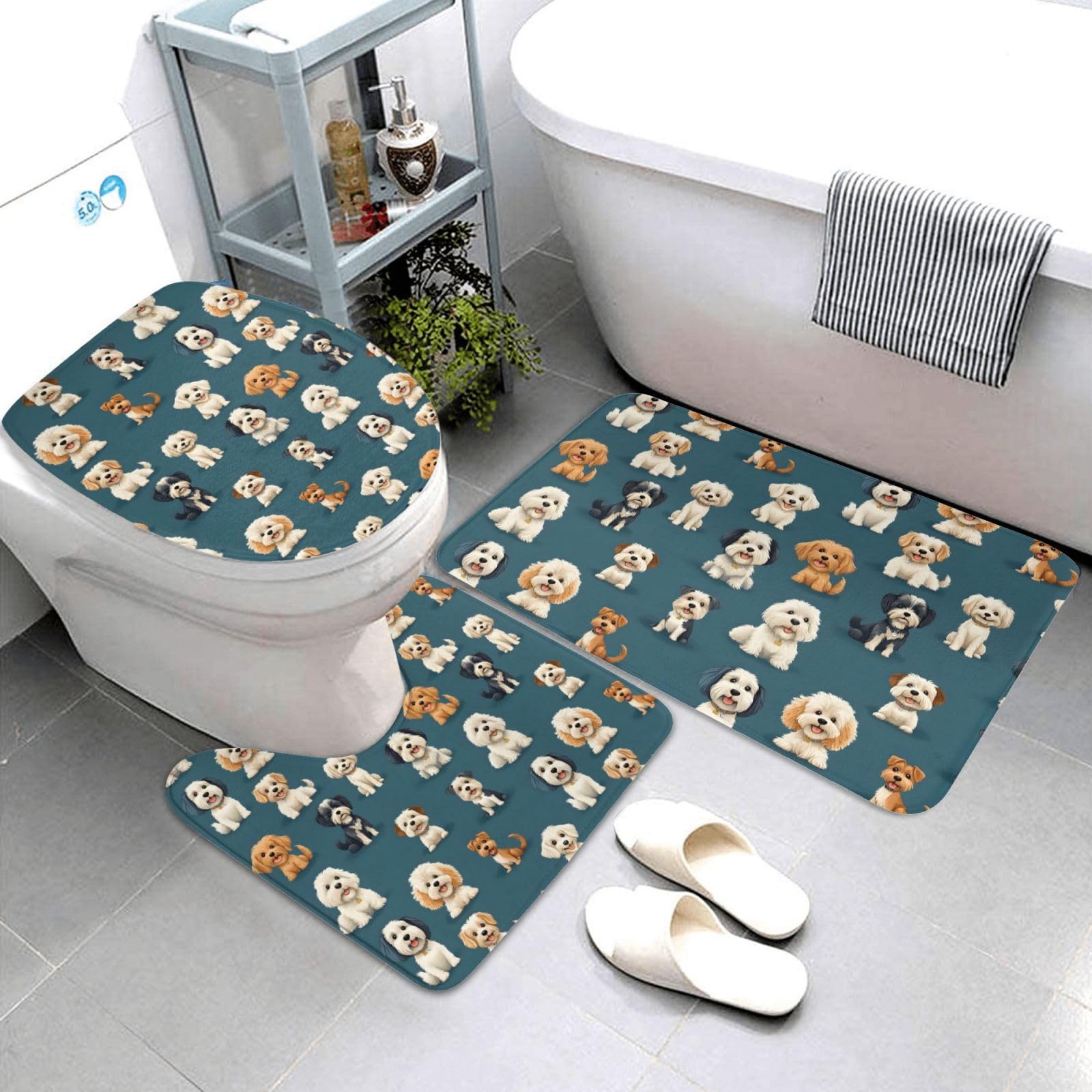 Tapis de salle de bain motif terrier pour ambiance douce